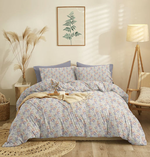 Cokitex Marta Planta Σετ Σεντόνια Διπλά 205x260εκ. Blue (4τμχ)