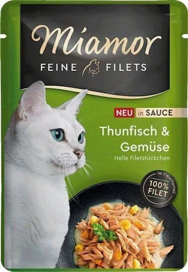 Miamor Wet Food for Adult Cats in Pouches with Tuna, Vegetables and Fish Gluten-Free 100gr