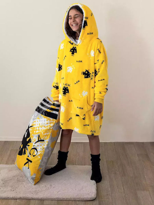 Palamaiki Kinder Bademantel Winterlich Fleece Gelb Cositos Aek