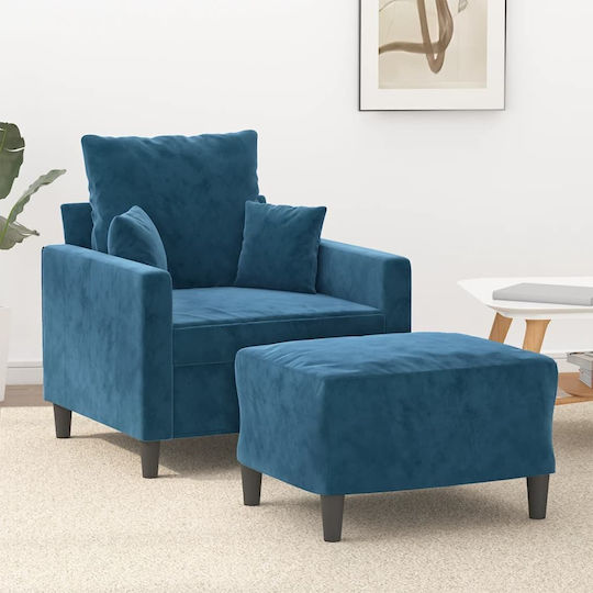 Armchair with Footstool Blue 78x77x80cm