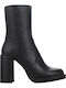 Leder Stiefeletten Damen Schwarz