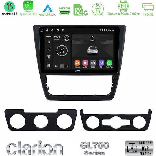 Clarion Car Audio System for Skoda Yeti 6125 (Bluetooth/USB/WiFi/GPS/Apple-Carplay/Android-Auto) with Touch Screen 10"