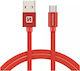 Swissten Редовна USB 2.0 до микро USB кабел Червен 1.2м 1бр