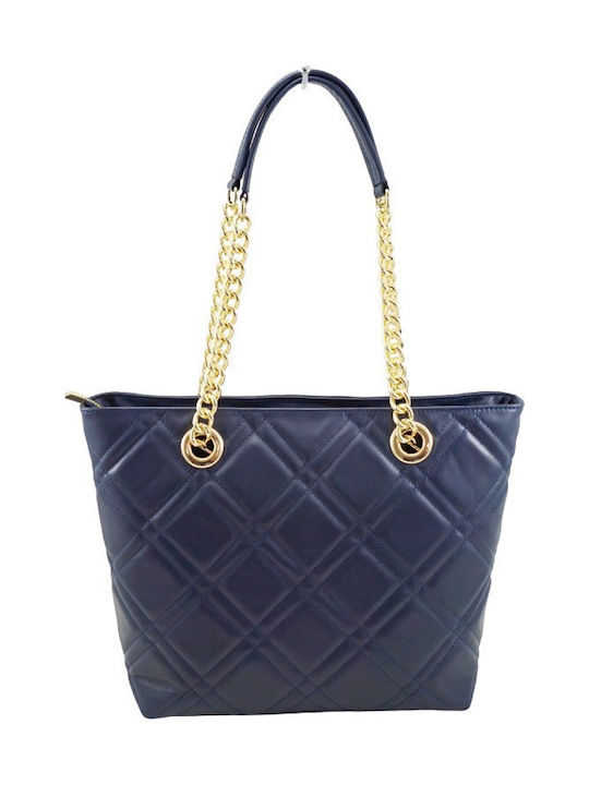 Leder Damentasche Schultertasche Blau