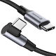 Swissten USB-C 100W Laptop-Kabel Abgewinkeltes Design Geflochtenes Nylon Schwarz