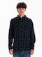 Long-sleeved Flannel Shirt Checked Black
