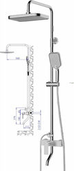 Kolossos Adjustable Shower Column with Mixer Silver Kolossos Adjustable Shower Column with Mixer Silver