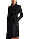 Wool Women's black Coat with Belt