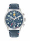 Patrouille De France Athos Herrenuhr Chronograph Batterie mit Blau Lederarmband