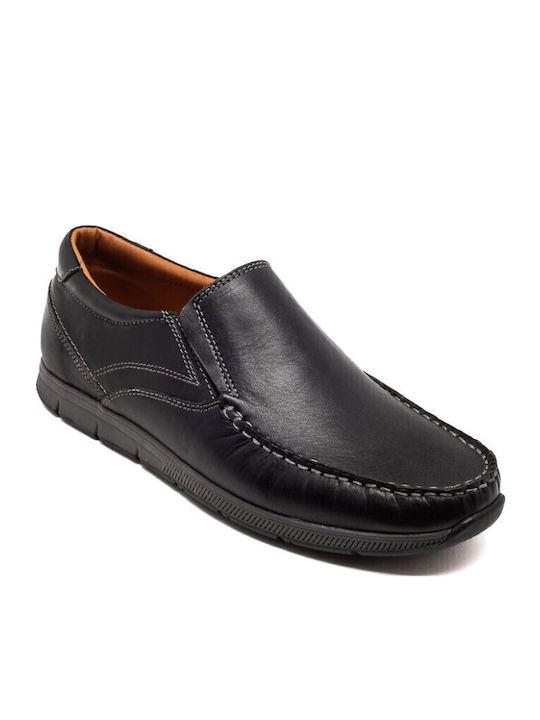 Men's Leather Boat Shoes Black