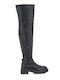 Synthetic Leather Medium Heel Women's Boots Black
