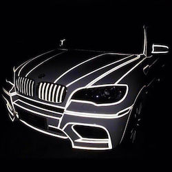 2 x Reflective Car Sticker Outline Deco Silver Color Size 1cm x 8m