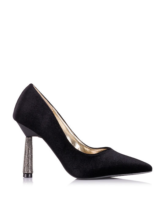 Menbur Leather Pointed Toe Black Heels