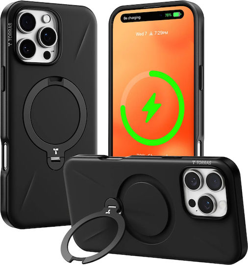 Θήκη Torras Ostand Spin Fusion Magsafe Kickstand Onyx Iphone 16 Pro Max