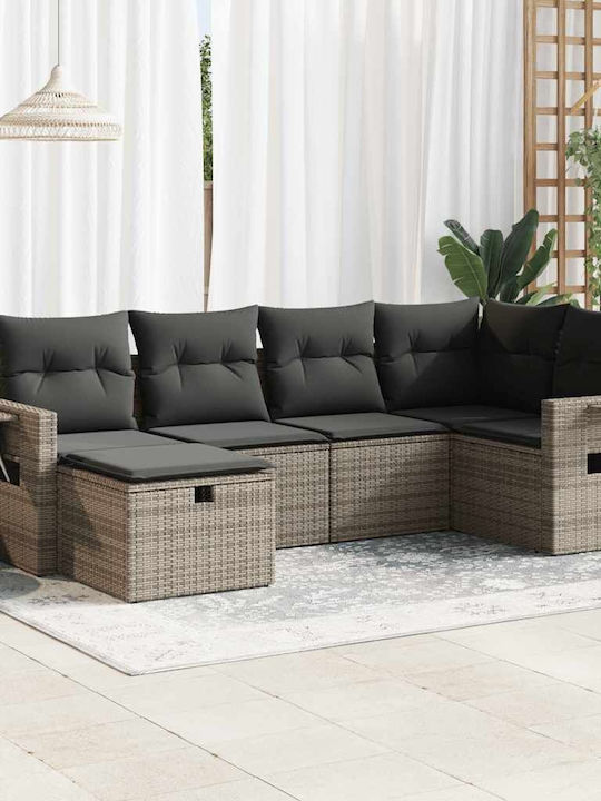 Corner Outdoor Sofa Rattan with Cushions 55x55x...