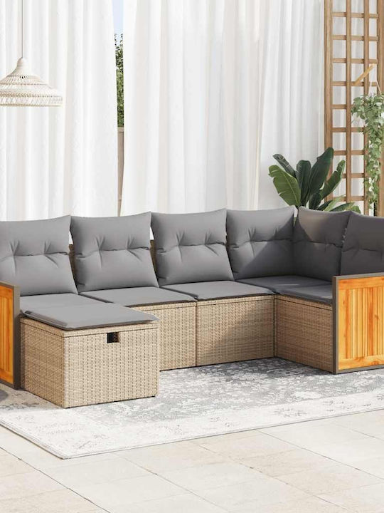 Γωνιακός Καναπές Εξωτερικού Χώρου Rattan με Μπα...