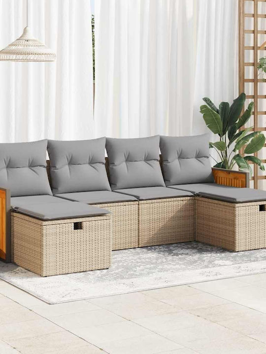Corner Outdoor Sofa Rattan with Chest and Cushi...