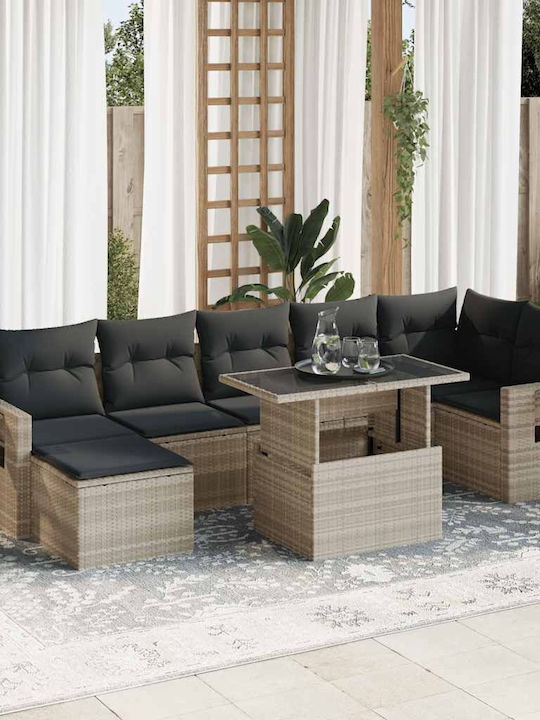 vidaXL Outdoor Lounge Set 8 Pieces Gray with Pi...
