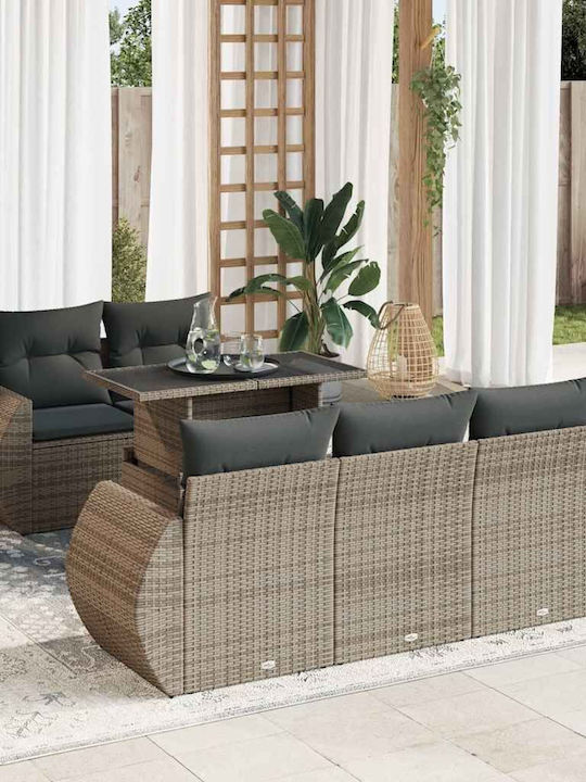 Garten- und Outdoor-Möbelsets 6 Stück Grau mit ...