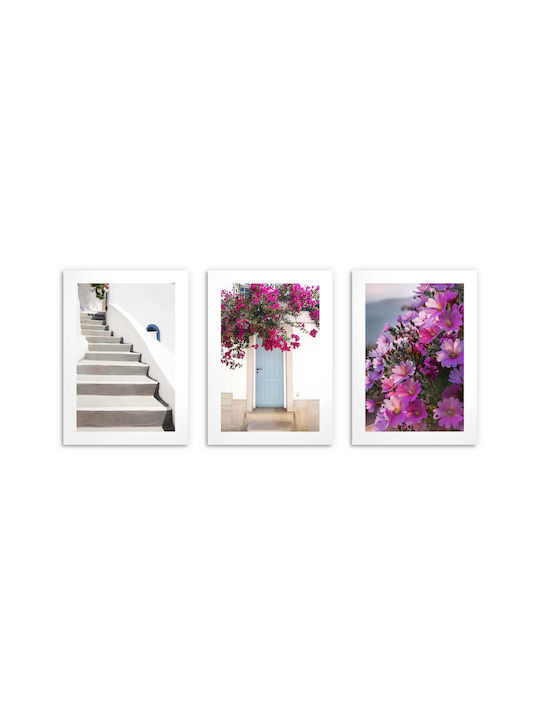 Elegante Poster Wohnzimmer Charmante Straßen von Santorini 3x30x40