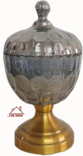 ForHome Φοντανιέρα Γυάλινη με Καπάκι και Πόδι 14x26cm Χρυσή