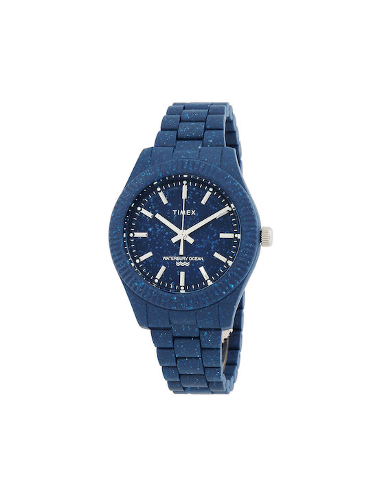 Women's Watch Chronograph with Blue Rubber Strap