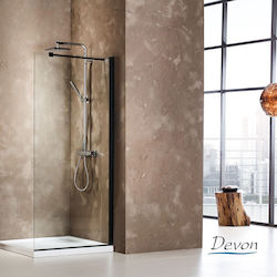 Devon Iwis Walk-in Διαχωριστικό Ντουζιέρας με Συρόμενη Πόρτα 97-99x185cm Black Matt