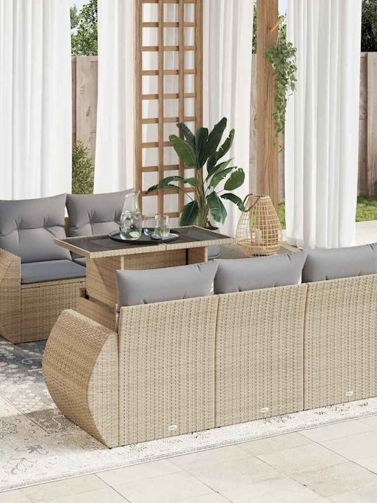 Garten- und Outdoor-Möbelsets 6 Stück Beige mit...