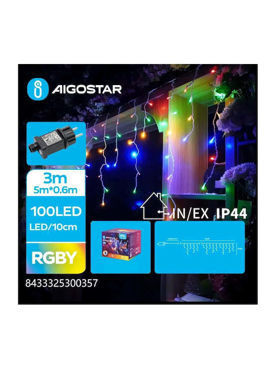 100 Lichterketten LED 5m. x 60cm Mehrfarbige Typ Regen 1Stück