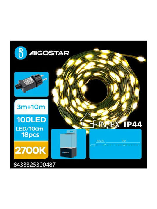 100 Lights LED 10m. Warm White in String 1pcs