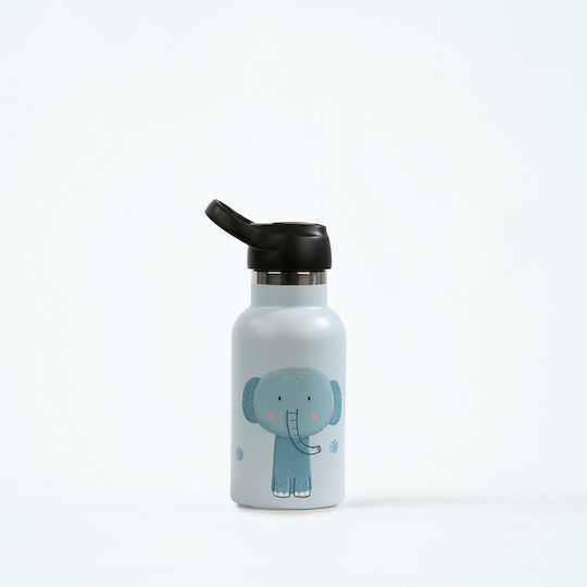 Runbott Kids Water Bottle Thermos Stainless Steel with Straw Non Spill Light Blue 350ml