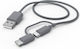 2in1 Datenkabel USB-A zu Micro USB + USB-C 1m Grau Hama