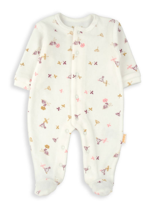 Babybol Baby Bodysuit Long-Sleeved Velvet Ivory