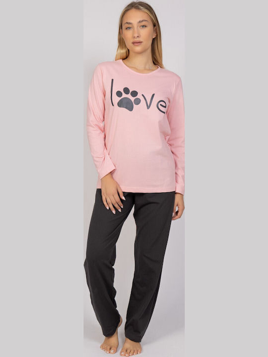 Cherry Underwear Winter Damen Pyjama-Set Pink