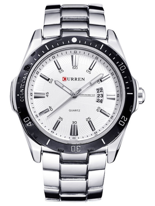 Curren Men's Watch 24mm Battery with Silver Metal Bracelet