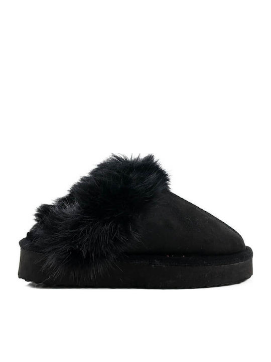Schwarze Winterschuhe mit Pelzdetails