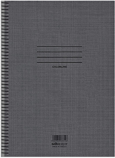 Salko Paper Spiral Notebook Ruled B5 120 Sheets 4 Subjects Colorline Gray 1pcs