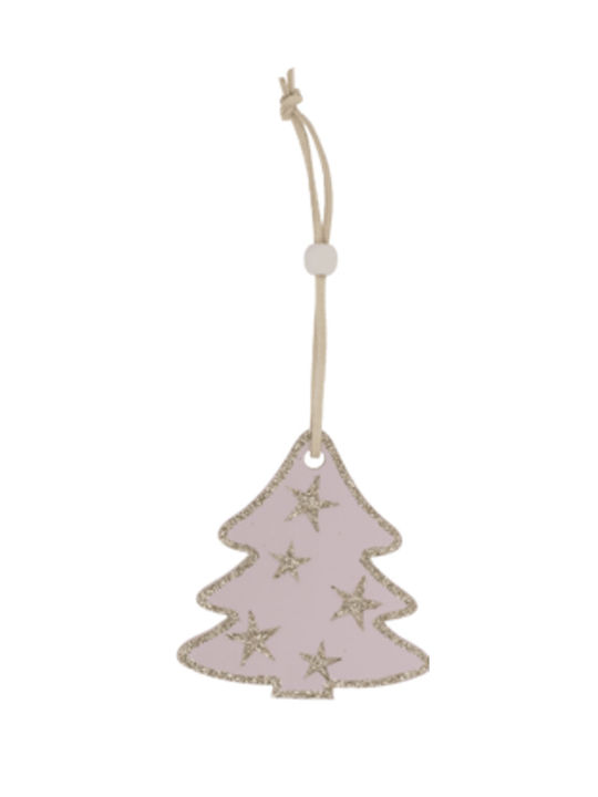 Hängendes Weihnachtsbaumschmuck Holz Rosa 8x9.5cm Baum