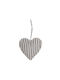Hängendes Herz Ornament Stoff Heart Striped 12x13cm