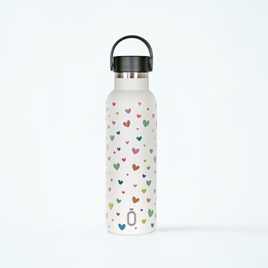 Runbott Μπουκάλι Θερμός Ανοξείδωτο BPA Free 600ml Κονφετί Από Καρδιές