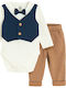 Cool Club Baby Bodysuit Set Long-Sleeved with Pants Brown 2pcs