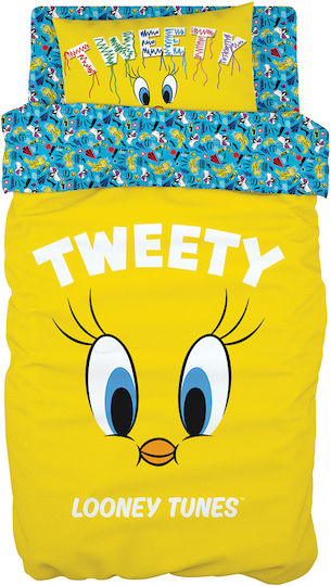 Beauty Home Kids Quilt Set Single with Pillowcase Art 6191 Tweety Yellow 160x240cm