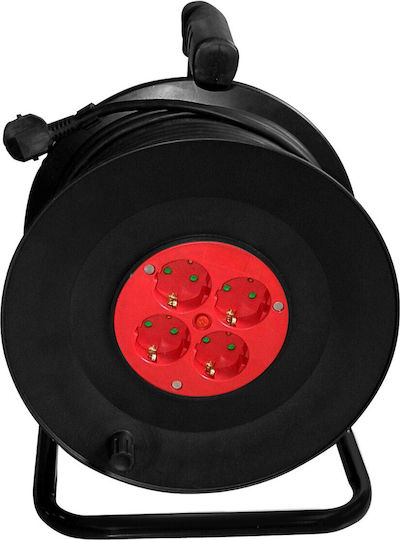 Tambur prelungitor Samus cu 4 prize Schuko 25m 3680w 3x 1.5mm² Ip20 4pt25-3680