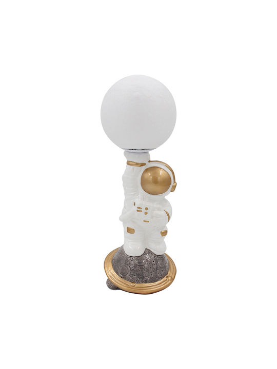 Keskor Led Παιδικό Διακοσμητικό Φωτιστικό Astronaut Λευκό 11x11x34εκ. Αστροναύτης Λευκό Χρυσό