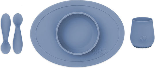 Ezpz Set Essgeschirr Tiny aus Silikon Blau 4Stück