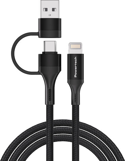 Powertech Braided USB-C to Lightning Cable 27W Μαύρο 1.5m (PTR-0159)