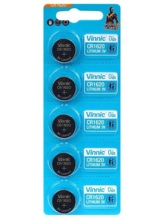 Vinnic Μπαταρίες Λιθίου Ρολογιών CR1620 3V 5τμχ