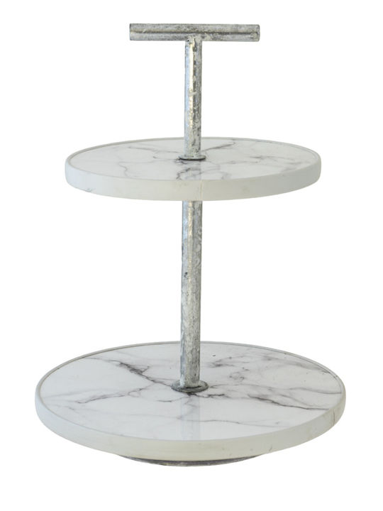 Zen Collection Metallic Tiered Appetizer Stand 2 Tiers White Ø25xY33cm P25xM25xY33cm