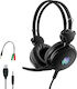 Leewello LW-60S Over Ear Gaming Headset με σύνδεση 2x3.5mm / USB