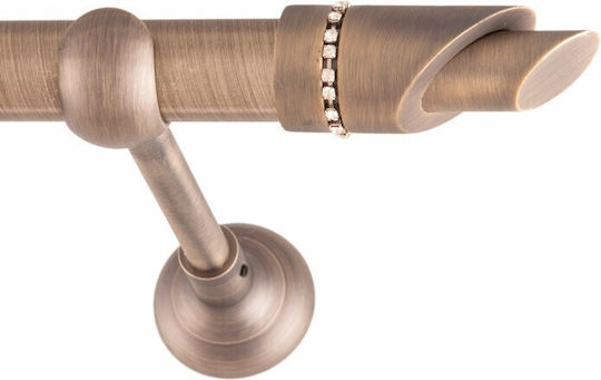Frans Metallisch Vorhangstange Galea Strass Doppel mit Schiene Φ25mm 160cm Antik